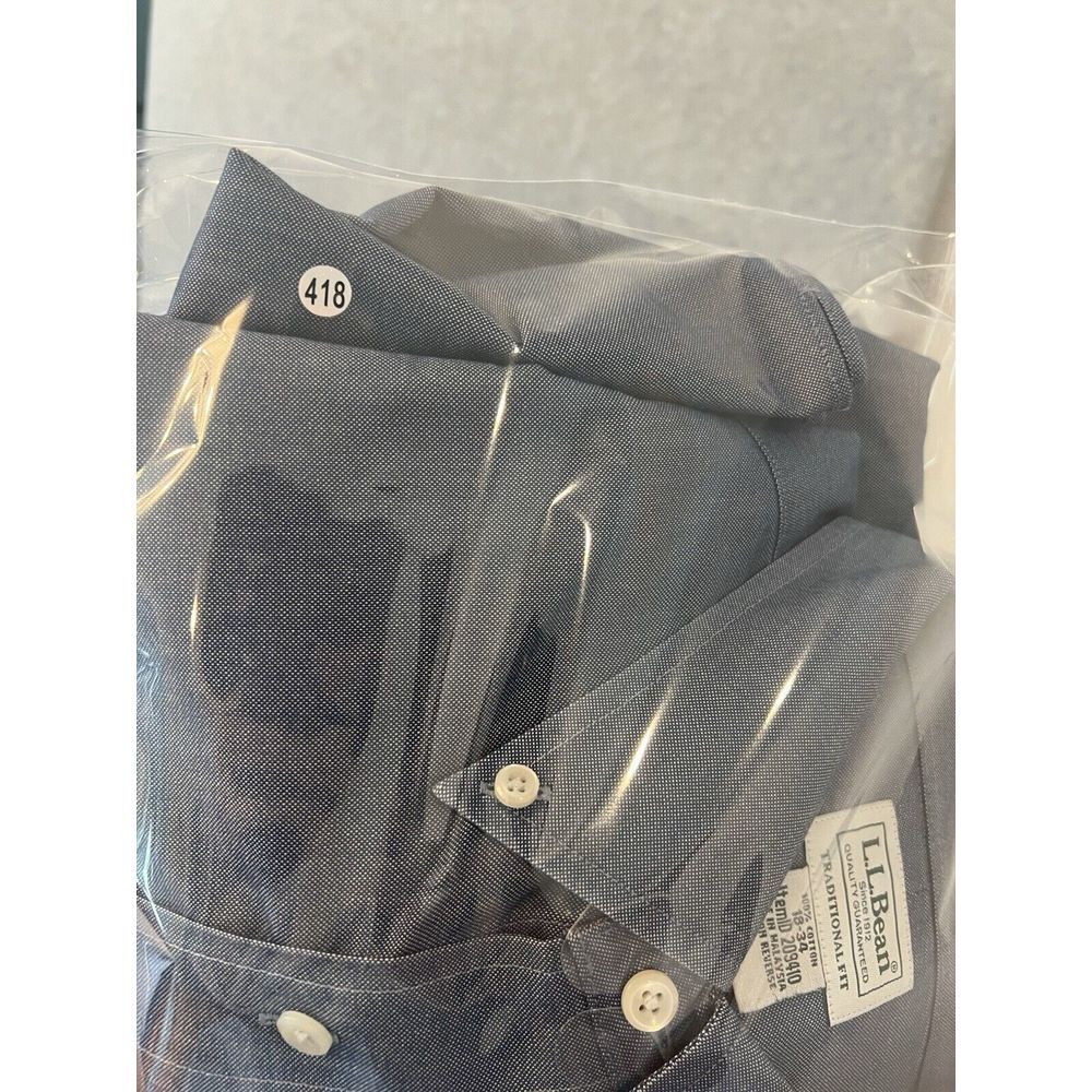 LL Bean Classic Oxford Shirt 100% Cotton Traditional Fit 18 34 Blue Long Sleeve‎ - Picture 8 of 8